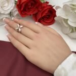 خاتم ذهب عيار 18 بتصميم ورق شجر الماسي الوزن 2.94 جرام