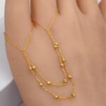 ⁦خاتم هيفاء ذهب عيار 21 الوزن 1.08 جرام سلسلتان مرصعتان بكرات دوريكا⁩ - الصورة ⁦3⁩