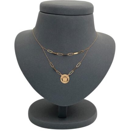 عقد ذهب دورين عيار 21 وزن 1.64 جم بتصميم مستوحي من لويس فيتون