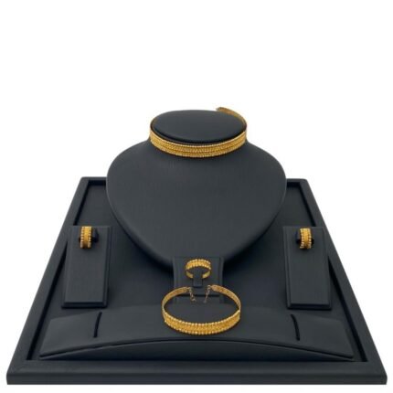 طقم دوريكا ذهب عيار 21 وزن 43.14 جرام عريض بخيوط ذهبية متوازية