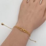 ⁦اسواره ذهب عيار 21 وزن 1.71 جرام طول 18.50 سم تصميم سلاسل وكرات لامعة⁩ - الصورة ⁦3⁩