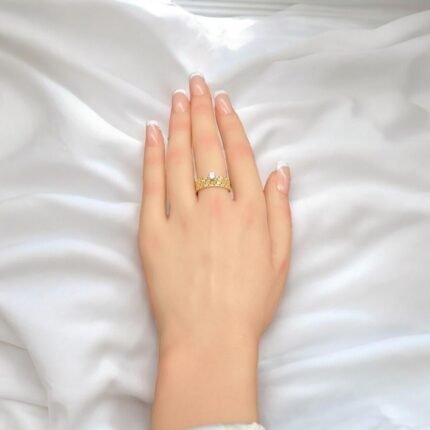 خاتم تونز ذهب عيار 18 بتصميم الماسي الوزن 3.44 جرام