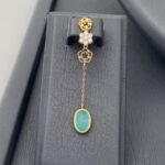 ⁦طقم ذهب عيار 21  وزن 11.51 جم مزين بحجر أخضر لامع⁩ - الصورة ⁦3⁩