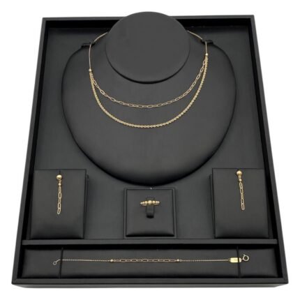 طقم ذهب عيار 18 وزن 7.51 جم تصميم حلقات الجنزير فخم وراقي