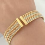 ⁦اسوارة ذهب ملونه عيار 18 وزن 22.10 جم 9 ادوار تصميم ايطالي أنيق⁩ - الصورة ⁦2⁩