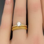 ⁦خاتم توينز ذهب عيار 21 تصميم الماس الوزن 2.73 جرام⁩ - الصورة ⁦2⁩