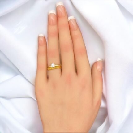 خاتم توينز ذهب عيار 21 تصميم الماس الوزن 2.73 جرام