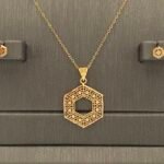 ⁦نصف طقم ذهب عيار 21 وزن 3.13 جرام تصميم فاخر ناعم⁩ - الصورة ⁦3⁩